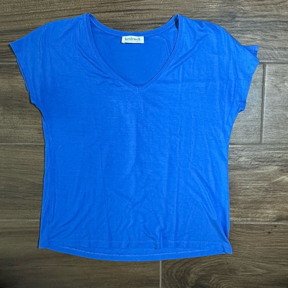 Kettlewell Colours Short Sleeve T Shirt Layering Casual Blue Sz Med V Neck Flowy